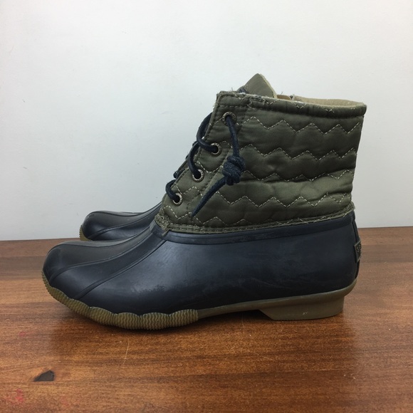 Sperry Women's Saltwater Duck Boots Green Quilted Size 7 Side Zip STS84369. - Picture 4 of 14